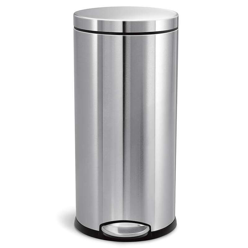 simplehuman Round Pedal Bin 30L, Brushed Stainless Steel