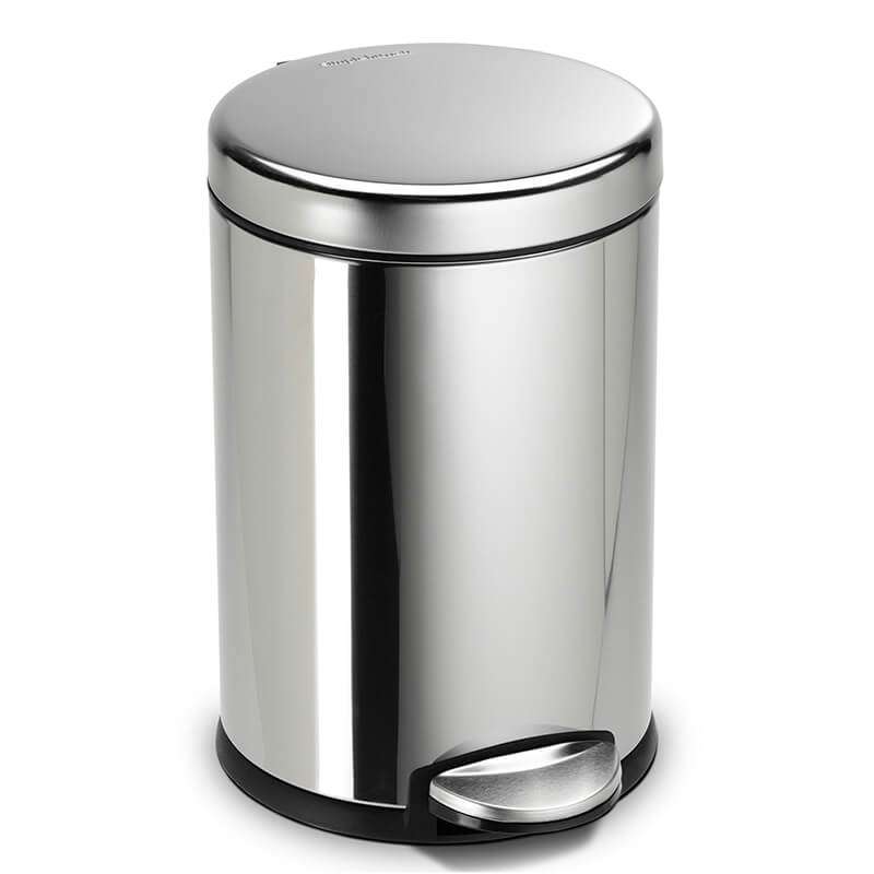 simplehuman Round Pedal Bin 4.5L, Polished Stainless Steel