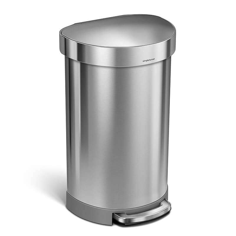 simplehuman Semi-Round Pedal Bin 45L, Brushed Stainless Steel