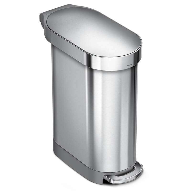 simplehuman Slim Pedal Bin 45L, Brushed Stainless Steel