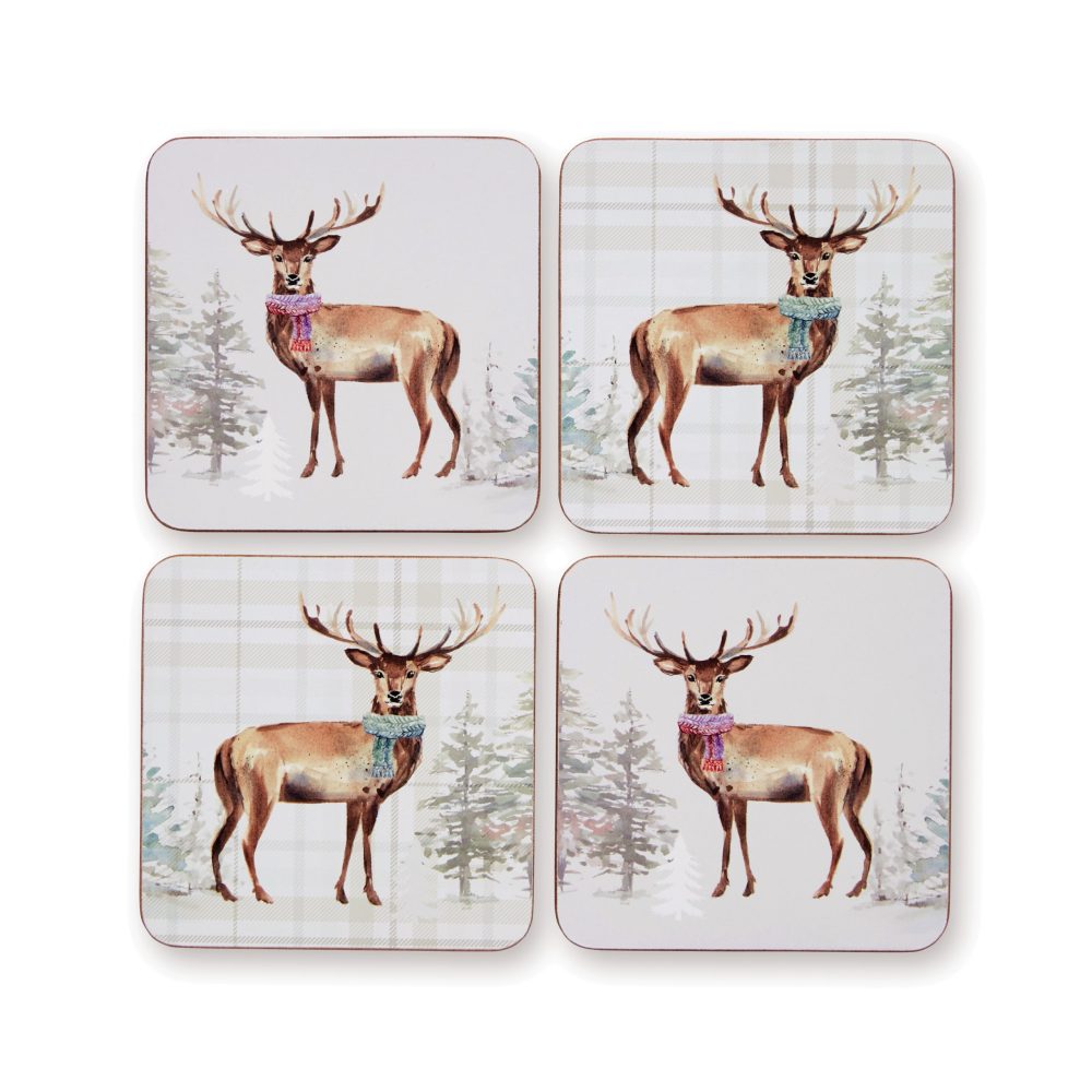 Cooksmart Christmas Stag Set of 4 Coasters