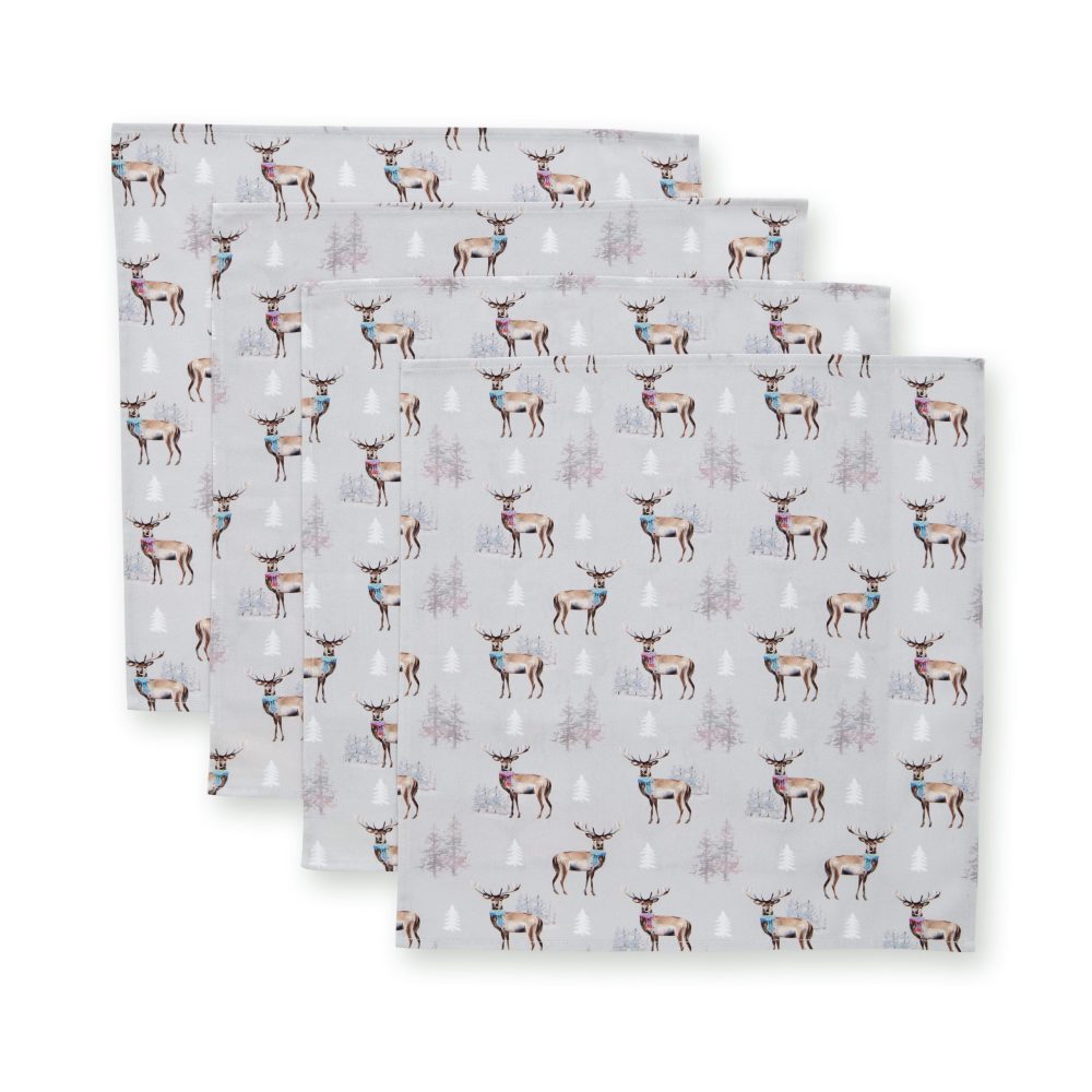 Cooksmart Christmas Stag Set of 4 Napkins