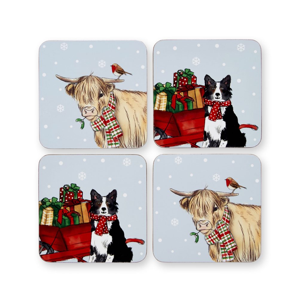 Cooksmart Christmas On The Farm Set of 4 Coasters