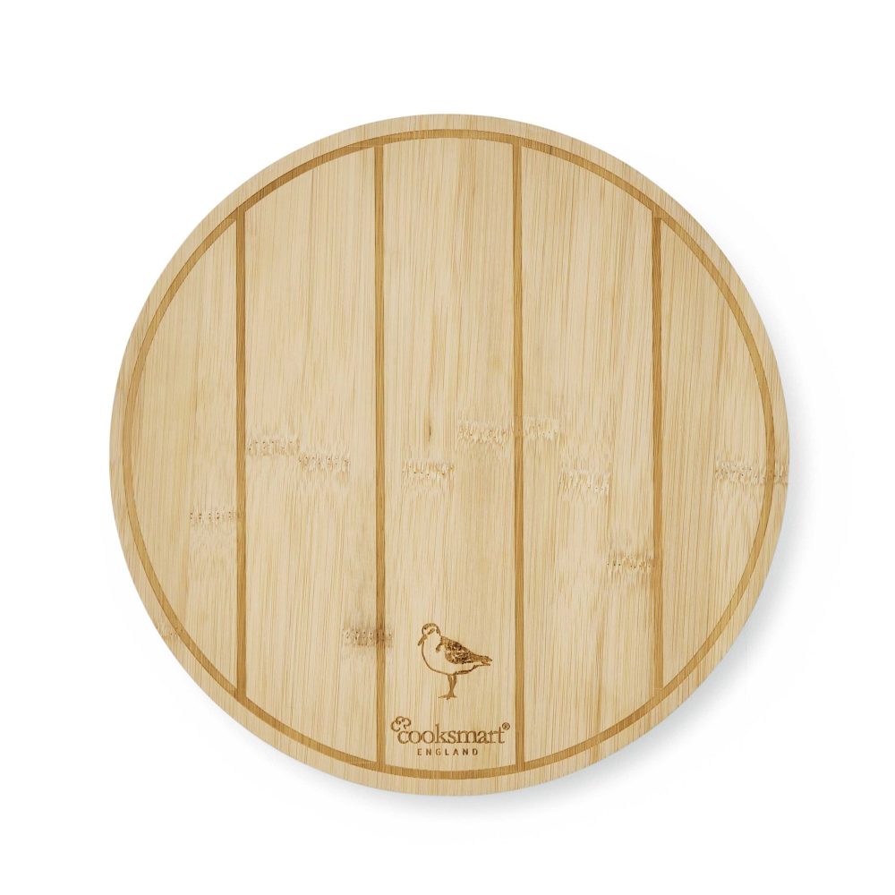 Cooksmart Coastal Birds Bamboo Round Board, Etched Bird