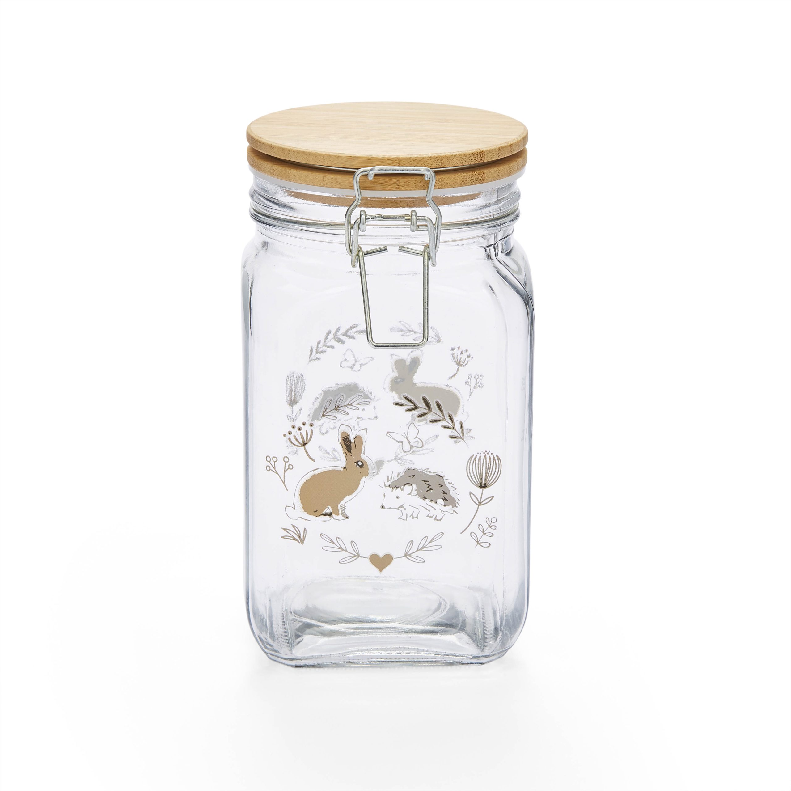 Cooksmart Country Animals Glass Jar with Bamboo Clip Top Lid 2076 1 Cooksmart Country Animals Glass Jar with Bamboo Clip Top Lid