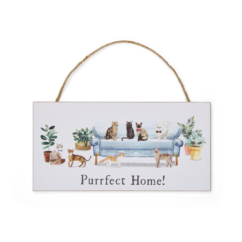 Cooksmart Curious Cats "Purrfect Home" Rectangular Plaque