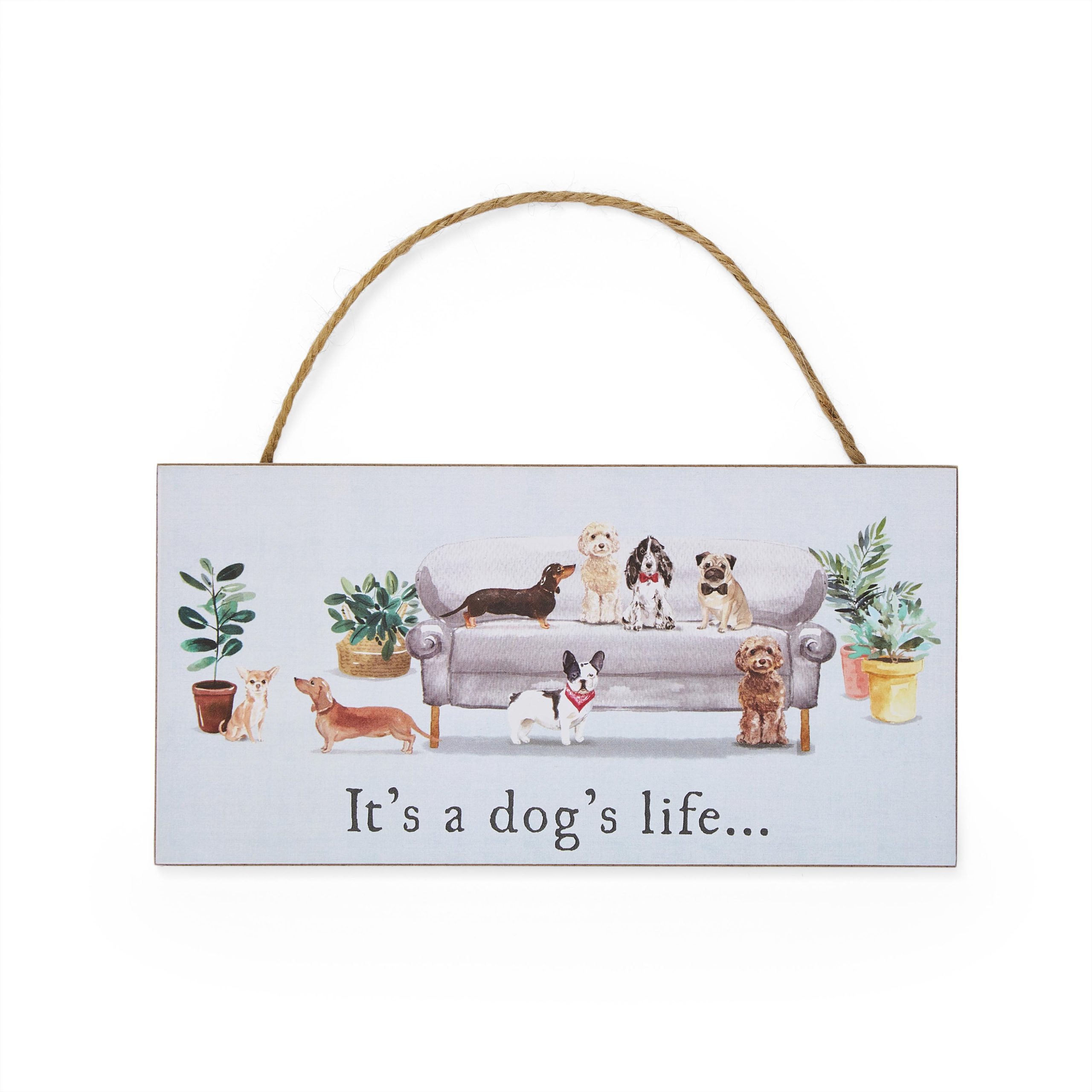 Cooksmart Curious Dogs "Dogs Life" Rectangular Plaque 2055 1 Cooksmart Curious Dogs "Dogs Life" Rectangular Plaque