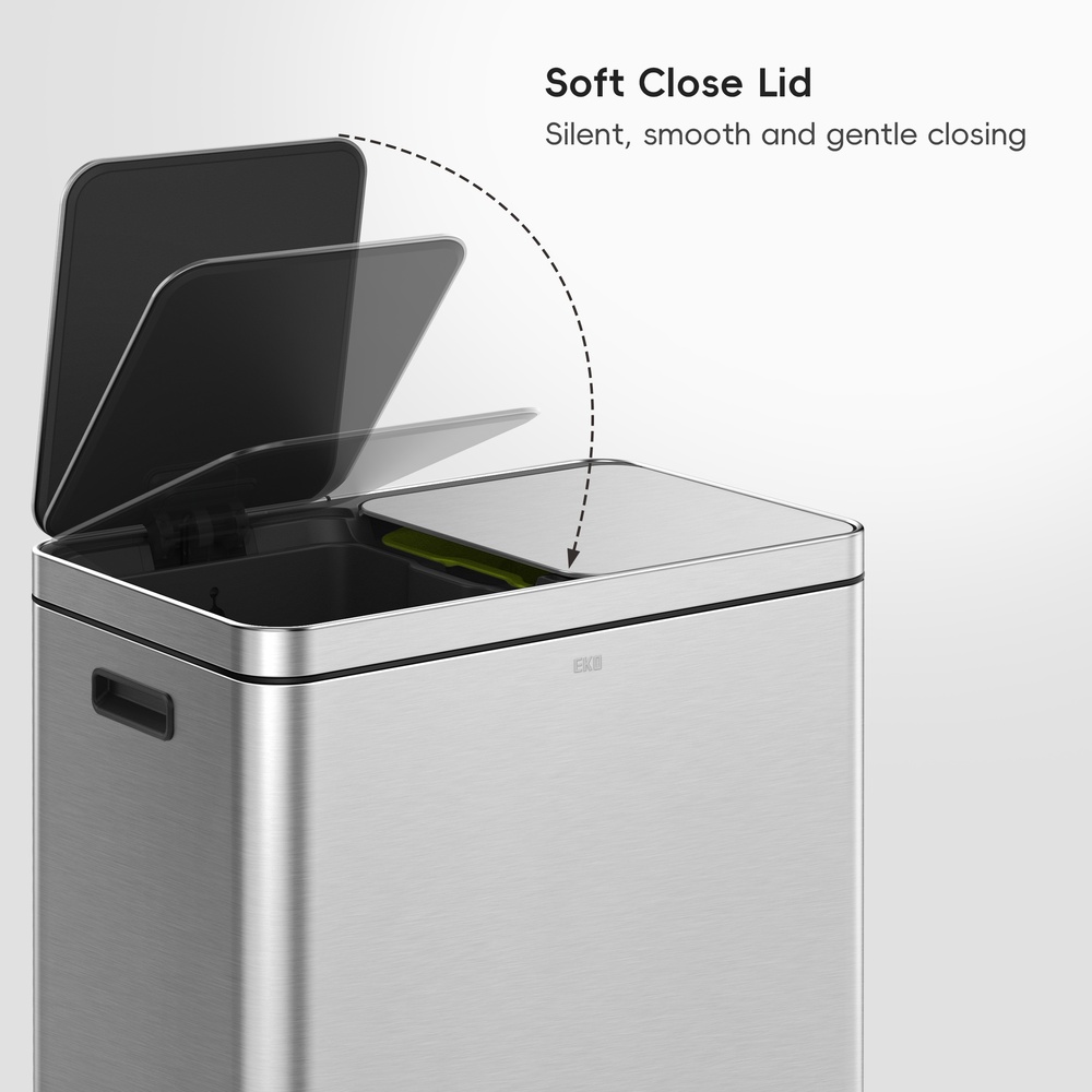 EKO Edison Pedal Bin 30L+30L, Stainless Steel