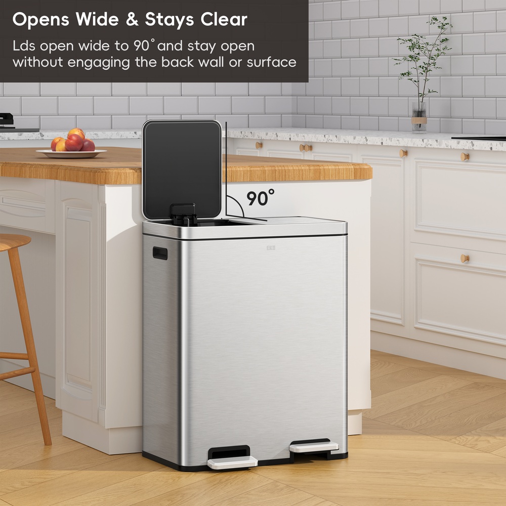 EKO Edison Pedal Bin 30L+30L, Stainless Steel