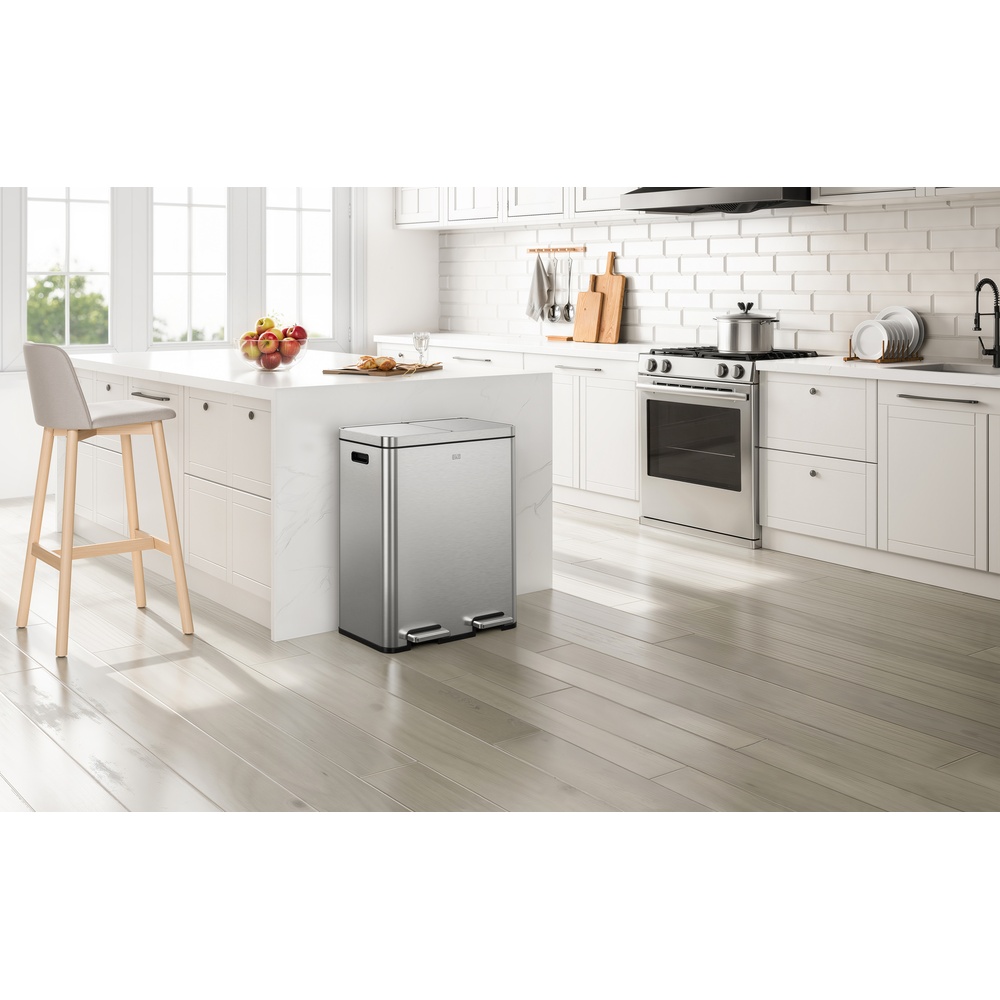 EKO Edison Pedal Bin 30L+30L, Stainless Steel