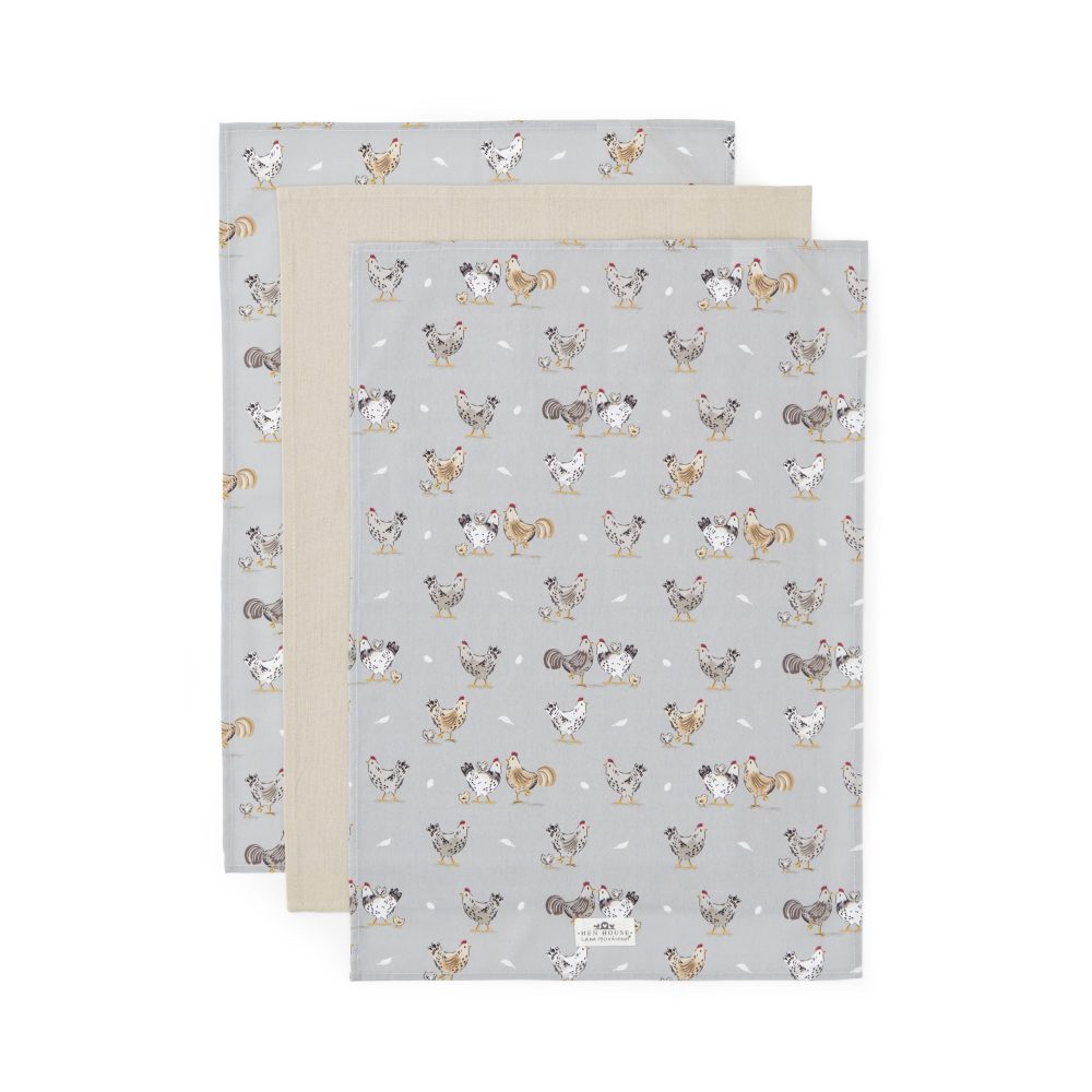 Cooksmart Hen House Lane 3 Pack Tea Towels