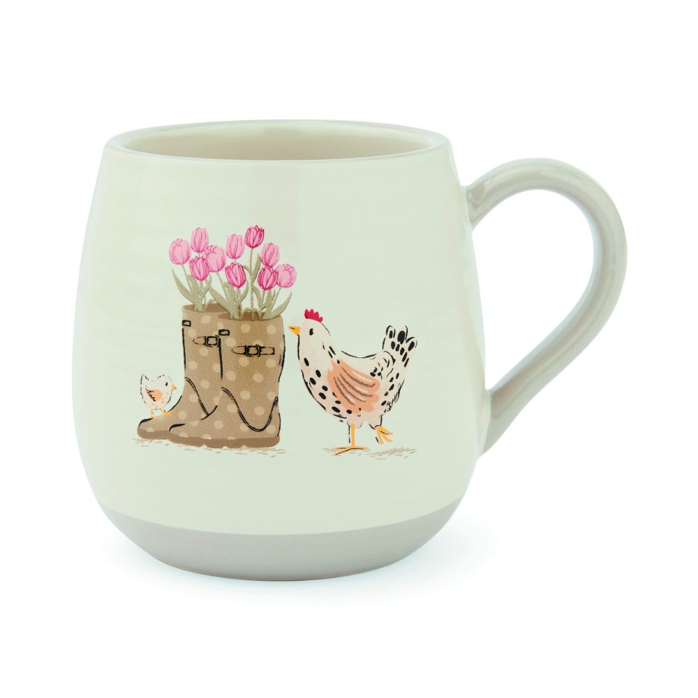 Cooksmart Hen House Lane Belly Mug, Wellies & Hens