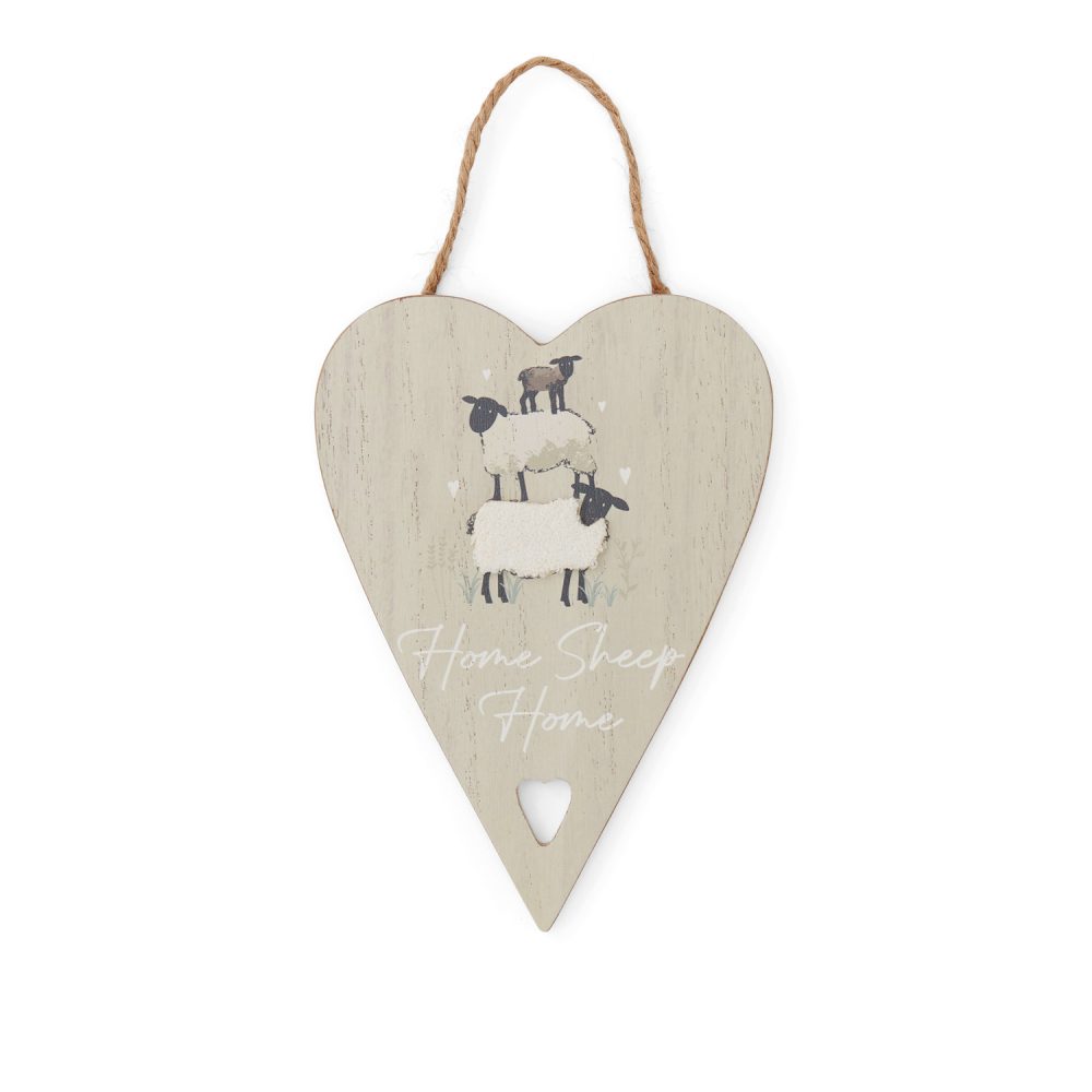 Cooksmart Highland Sheep Heart Plaque, "Home Sheep Home"