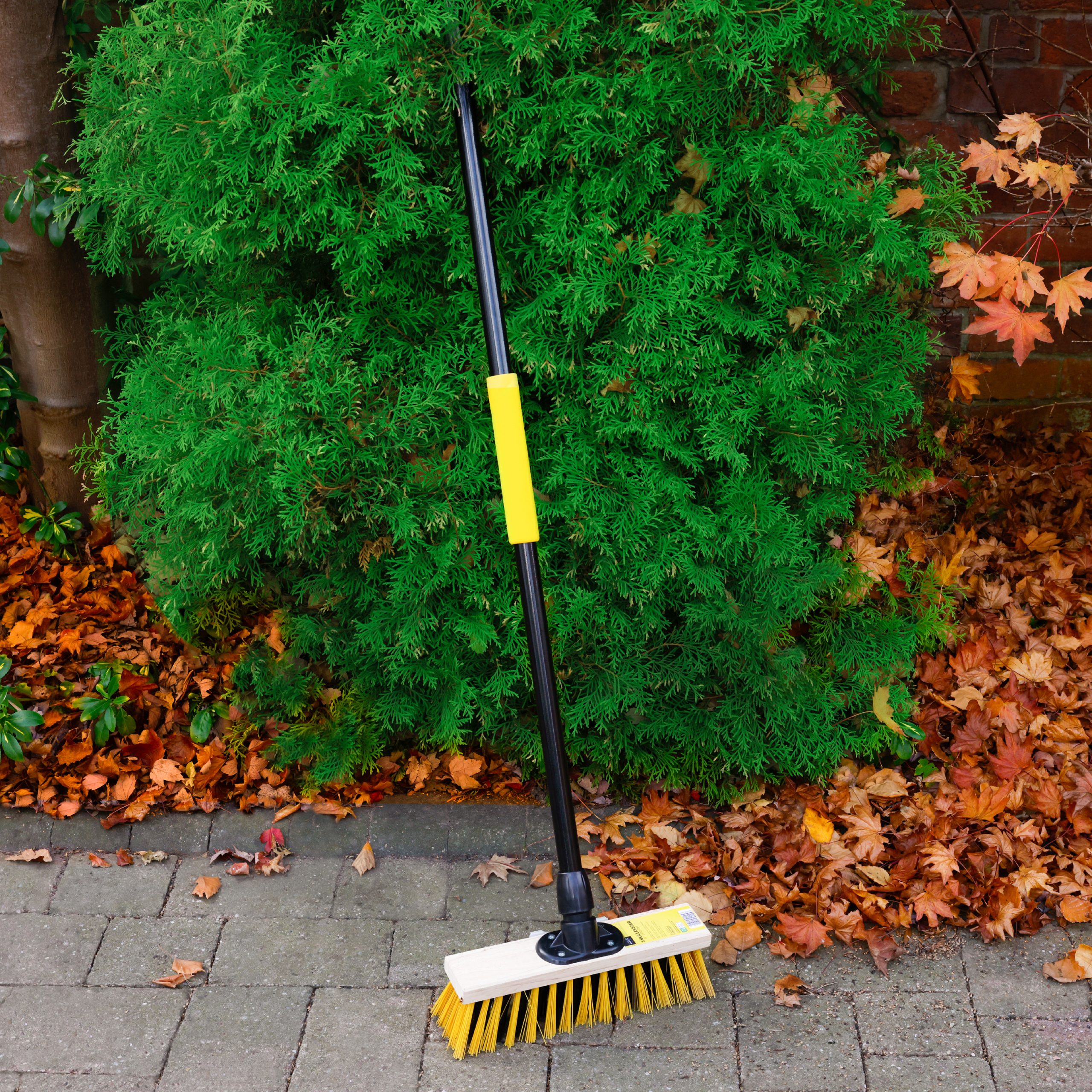 Dual Colour PVC Wooden Broom with Handle (Clipped)(11") 279mm 2 Charles Bentley Bulldozer Dual Colour Stiff PVC Wooden Broom with Handle 11 Inch (279mm), Pack of 6