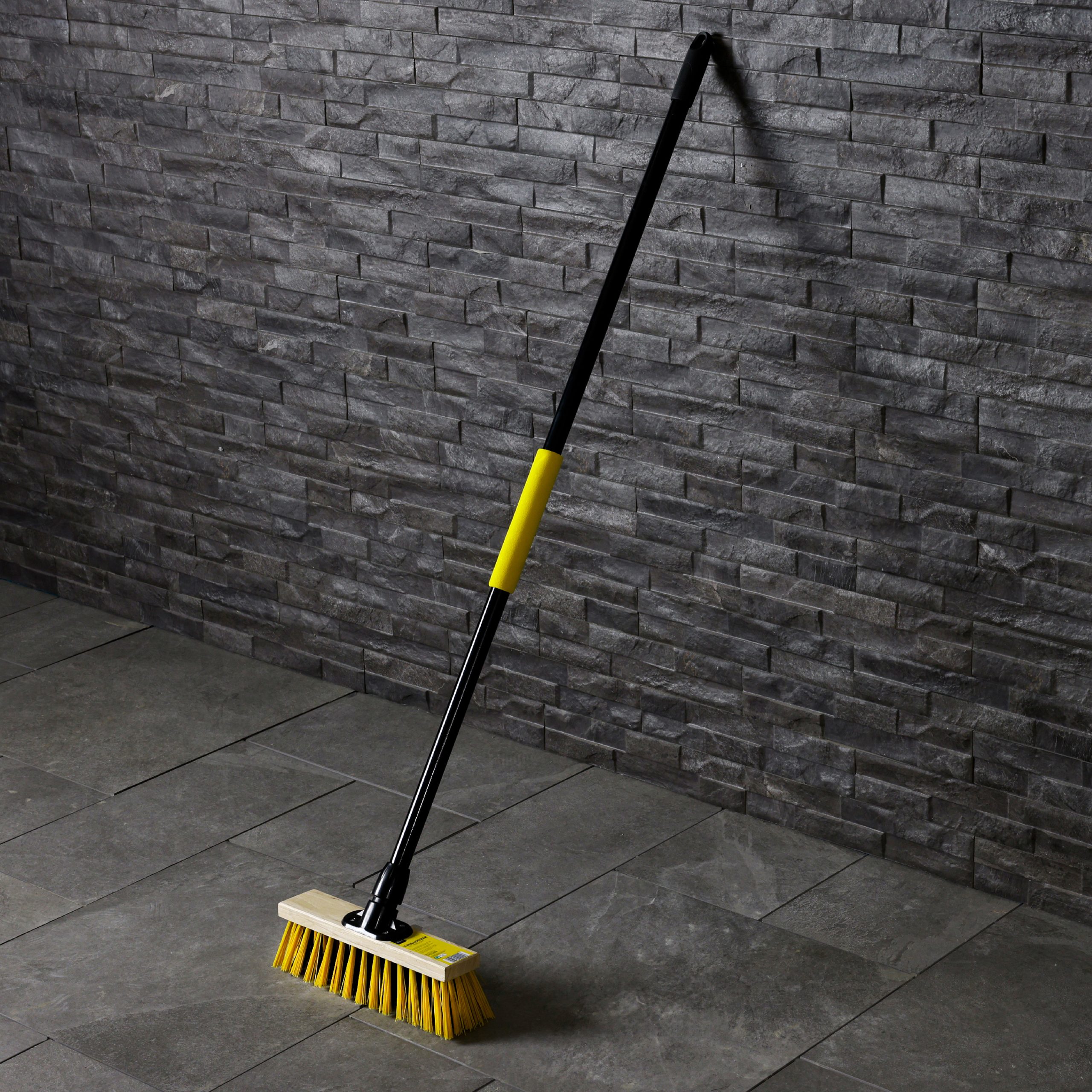 Charles Bentley Bulldozer Dual Colour Stiff PVC Wooden Broom with Handle 11 Inch (279mm), Pack of 6