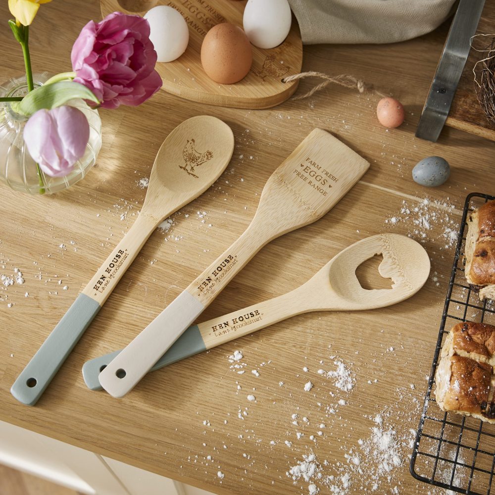 Cooksmart Hen House Lane Set of 3 Bamboo Utensils
