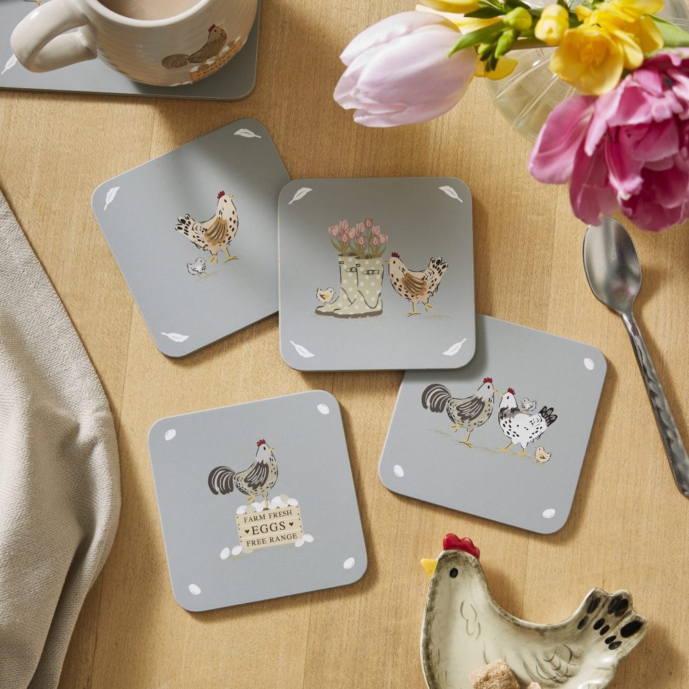 Cooksmart Hen House Lane Set of 4 Coasters