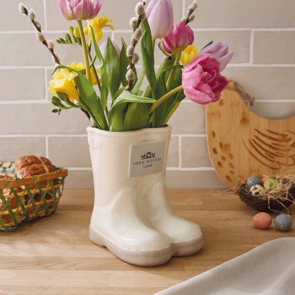 Cooksmart Hen House Lane Wellies Utensil Pot / Vase