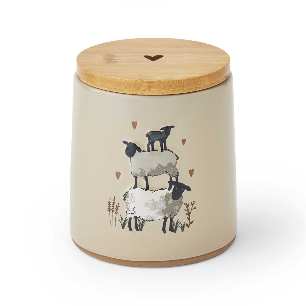 Cooksmart Highland Sheep Ceramic Canister, Beige