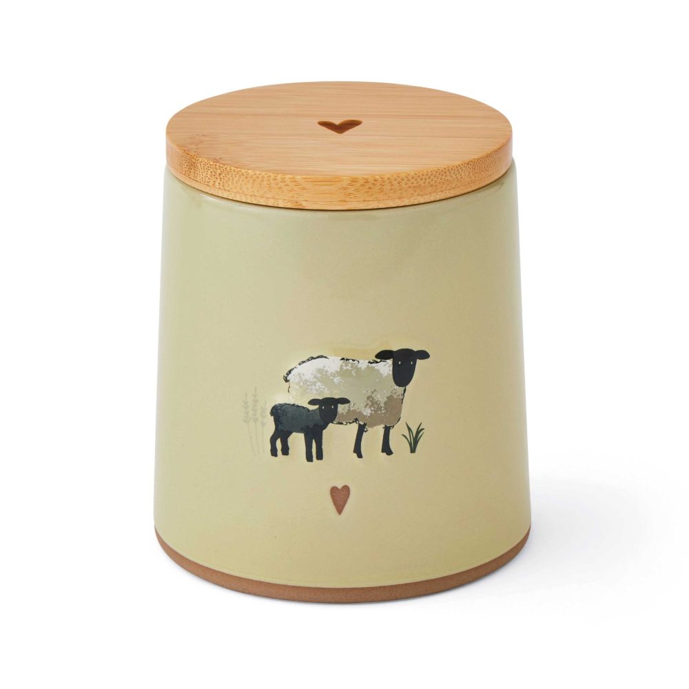 Cooksmart Highland Sheep Ceramic Canister, Sage