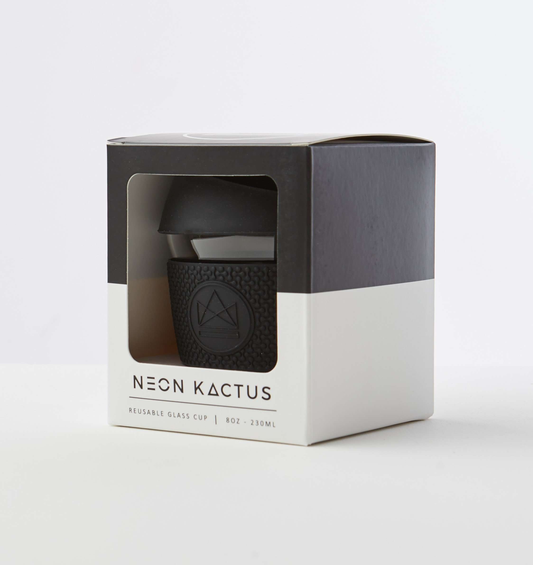 Reusable Glass Coffee Cup 8oz-(Rock star)- Black