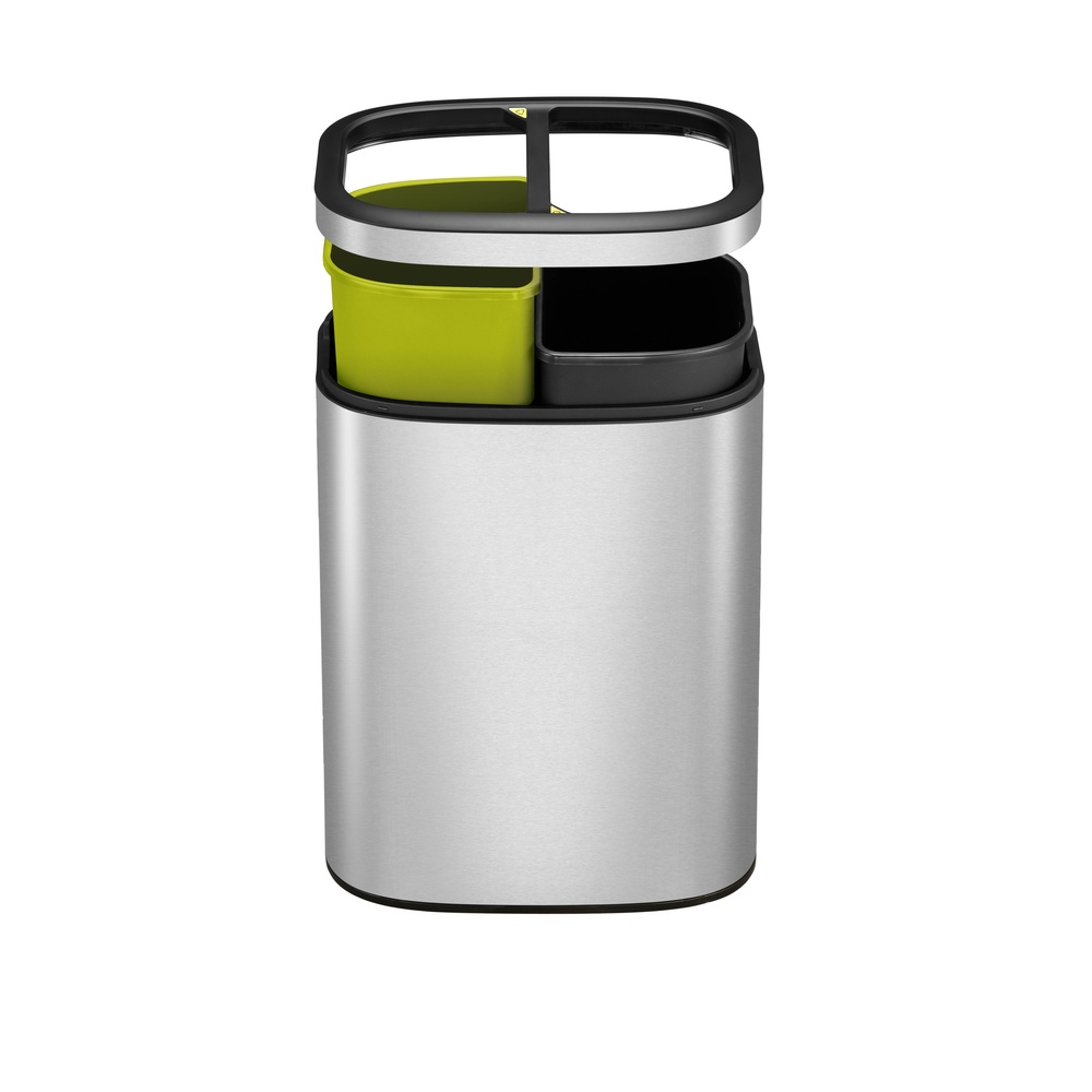 EKO Oli Cube Recycling Bin 5L+5L, Stainless Steel