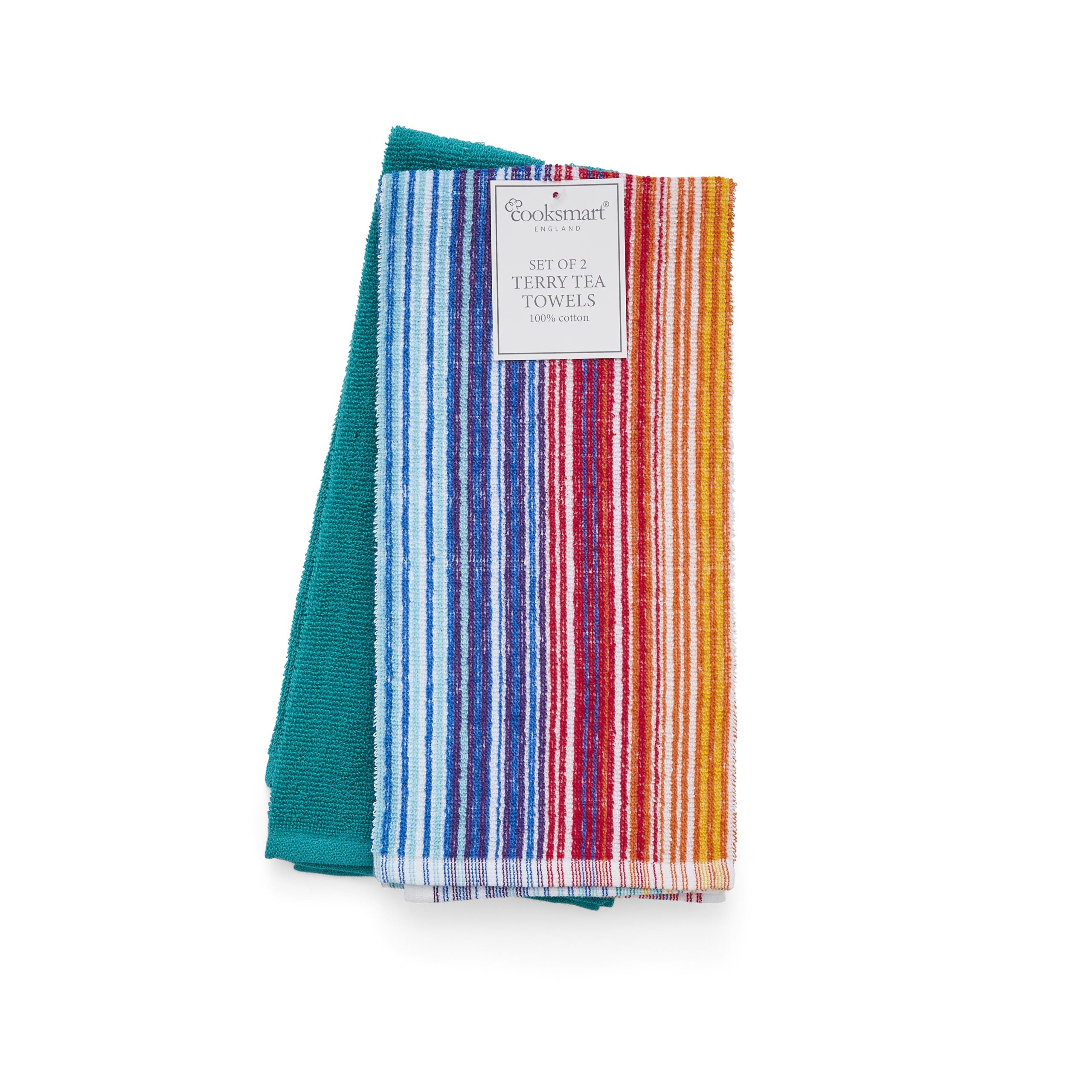 Cooksmart 2 Pack Terry Tea Towel - Rainbow 2110 1 Cooksmart Terry 2 Pack Tea Towel, Rainbow