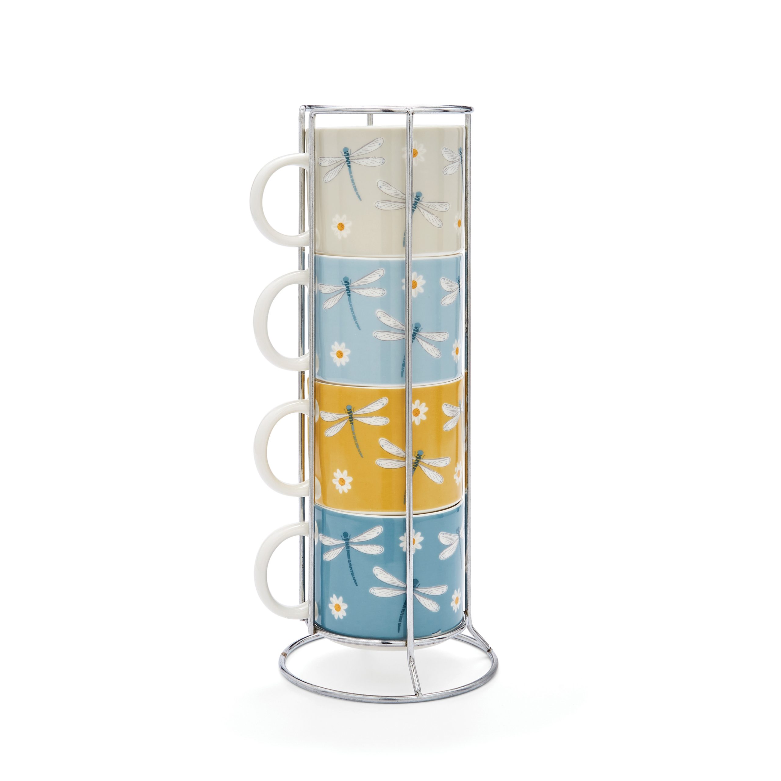 Cooksmart English Meadow Set 4 Stacking Mugs In Holder 2133 1 Cooksmart English Meadow Set of 4 Stacking Mugs in Holder