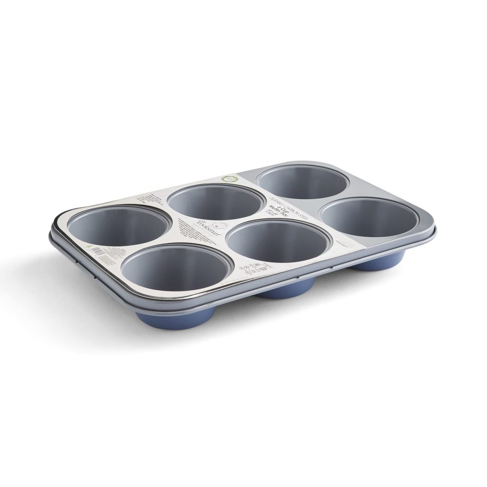 Cooksmart Two Tone 6 Cup Muffin Tray, Blue