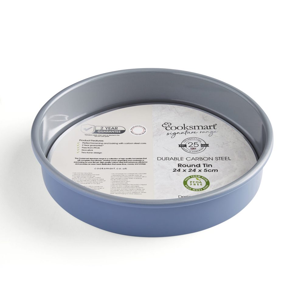 Cooksmart Two Tone Round Tin 24cm, Blue