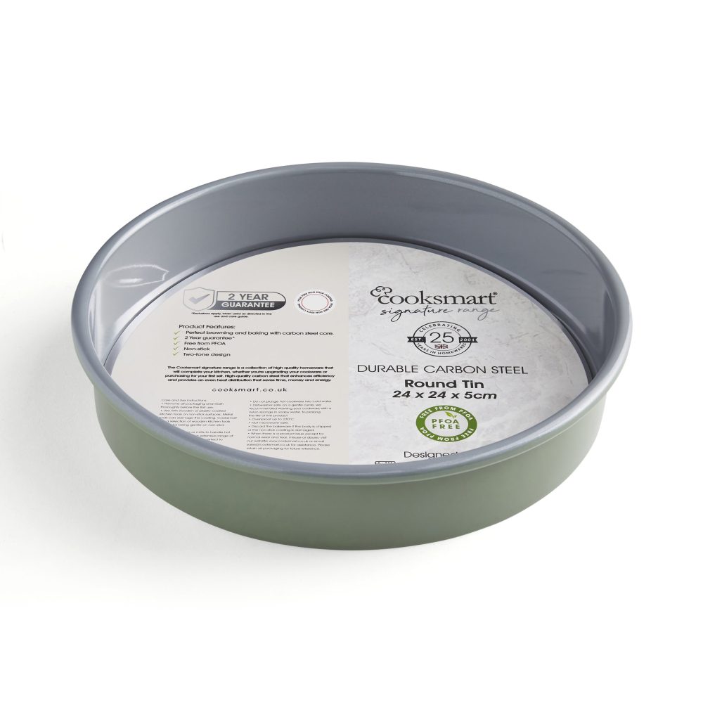 Cooksmart Two Tone Round Tin 24cm, Green
