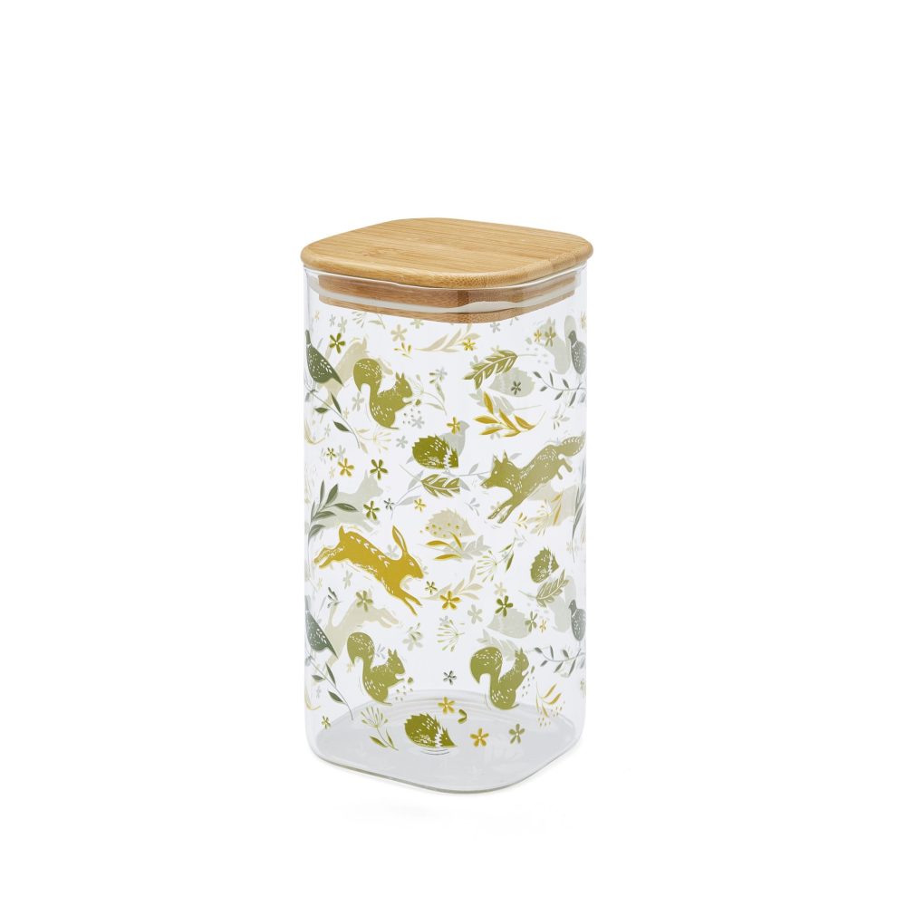 Cooksmart Woodland 1.5L Glass Jar with Push Bamboo Lid