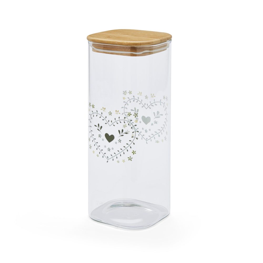 Cooksmart Woodland 2.0L Glass Jar with Push Bamboo Lid