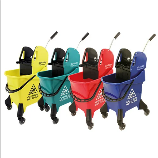 Charles Bentley Hygieneer 31 Litre Ergo Mobile Mop Bucket with Wringer, Blue