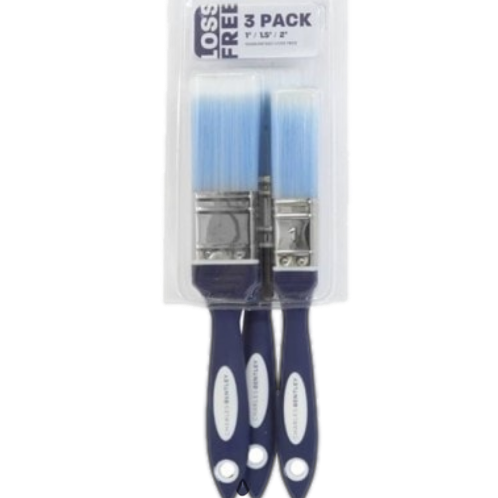 Charles Bentley Soft Grip Loss Free Paint Brushes, 3 Pack