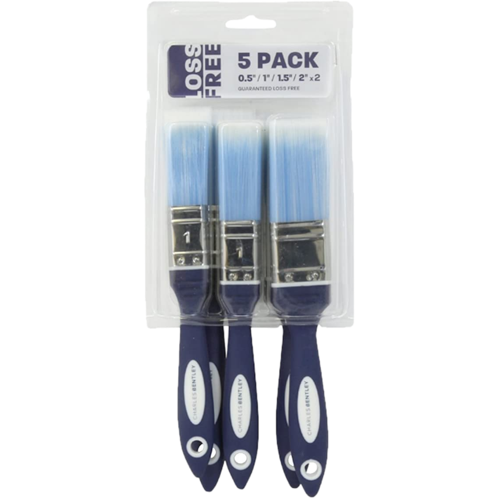 Charles Bentley Soft Grip Loss Free Paint Brushes, 5 Pack