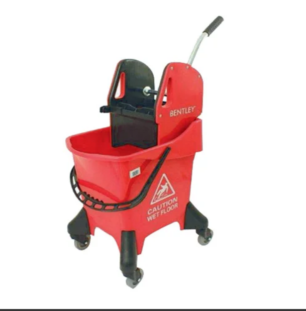 Charles Bentley Hygieneer 31 Litre Ergo Mobile Mop Bucket with Wringer, Red