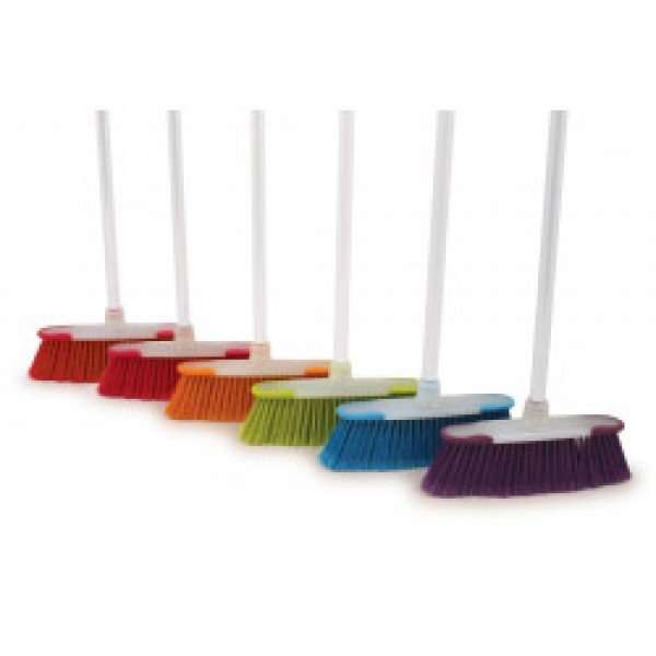 Charles Bentley Brights Soft Indoor Broom with Handle, Assorted Colours