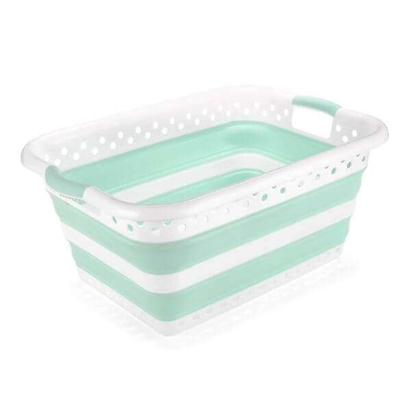 Addis 45L Collapsible Laundry Basket, White/Blue Haze