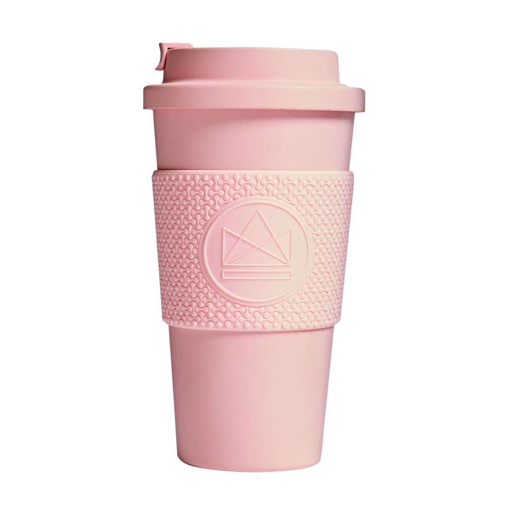 Neon Kactus Compostable Coffee Cup 16oz, Pink Flamingo