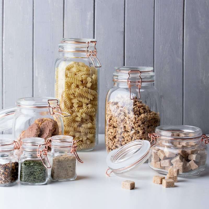 Sabichi Glass Storage Jar 900ml, Copper Lid