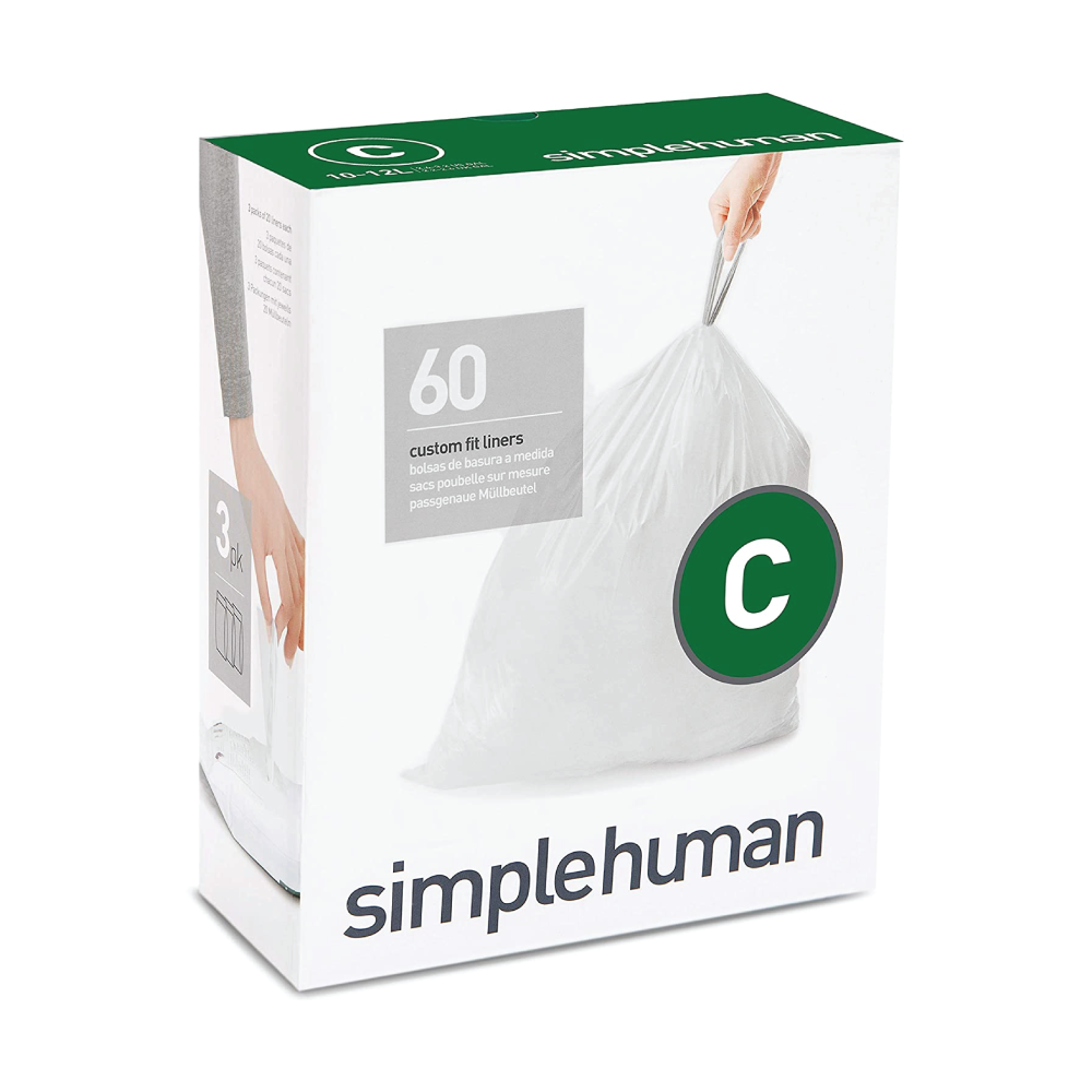 simplehuman Custom Fit Liners Code C, Bulk 90 Pack (3 x 30)