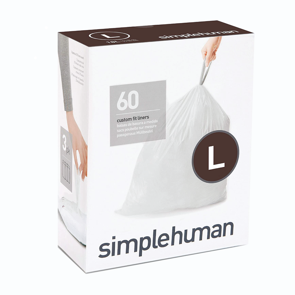 simplehuman Custom Fit Liners Code L, Bulk 60 Pack (3 x 20)