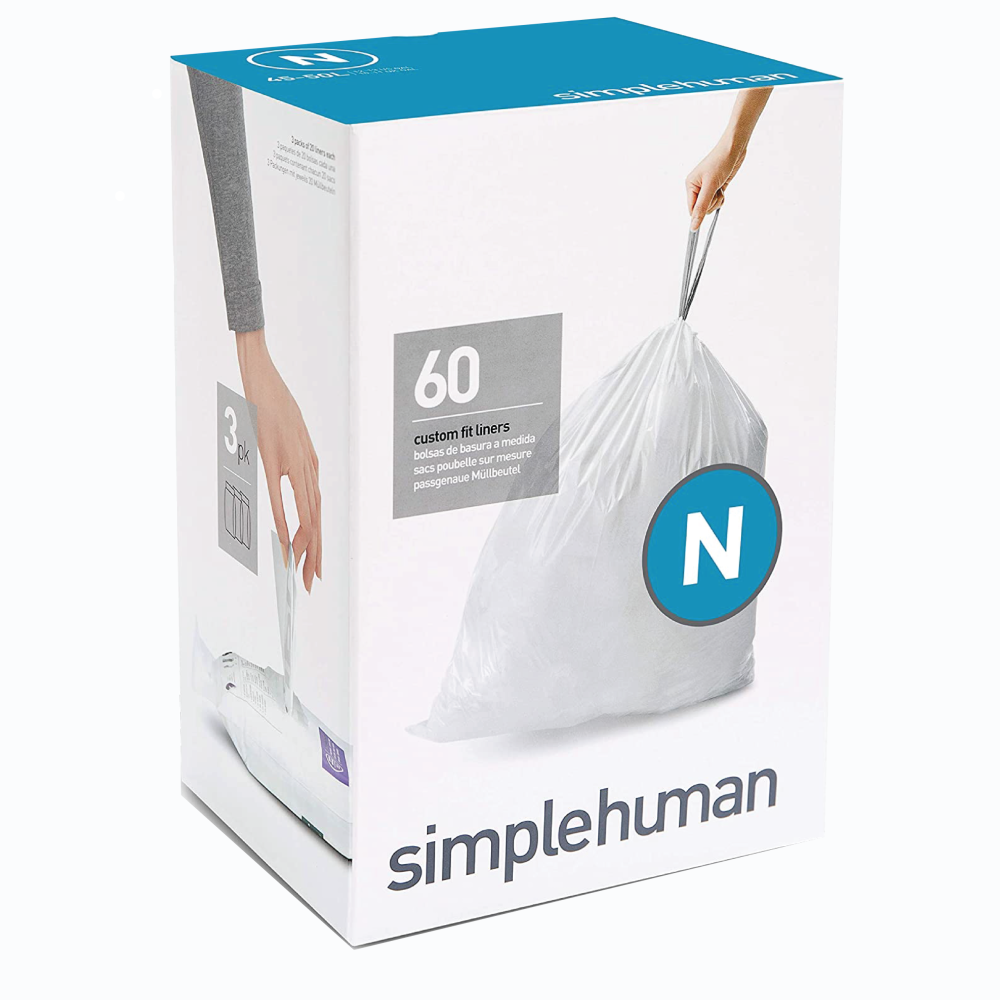 simplehuman Custom Fit Liners Code N, Bulk 60 Pack (3 x 20)
