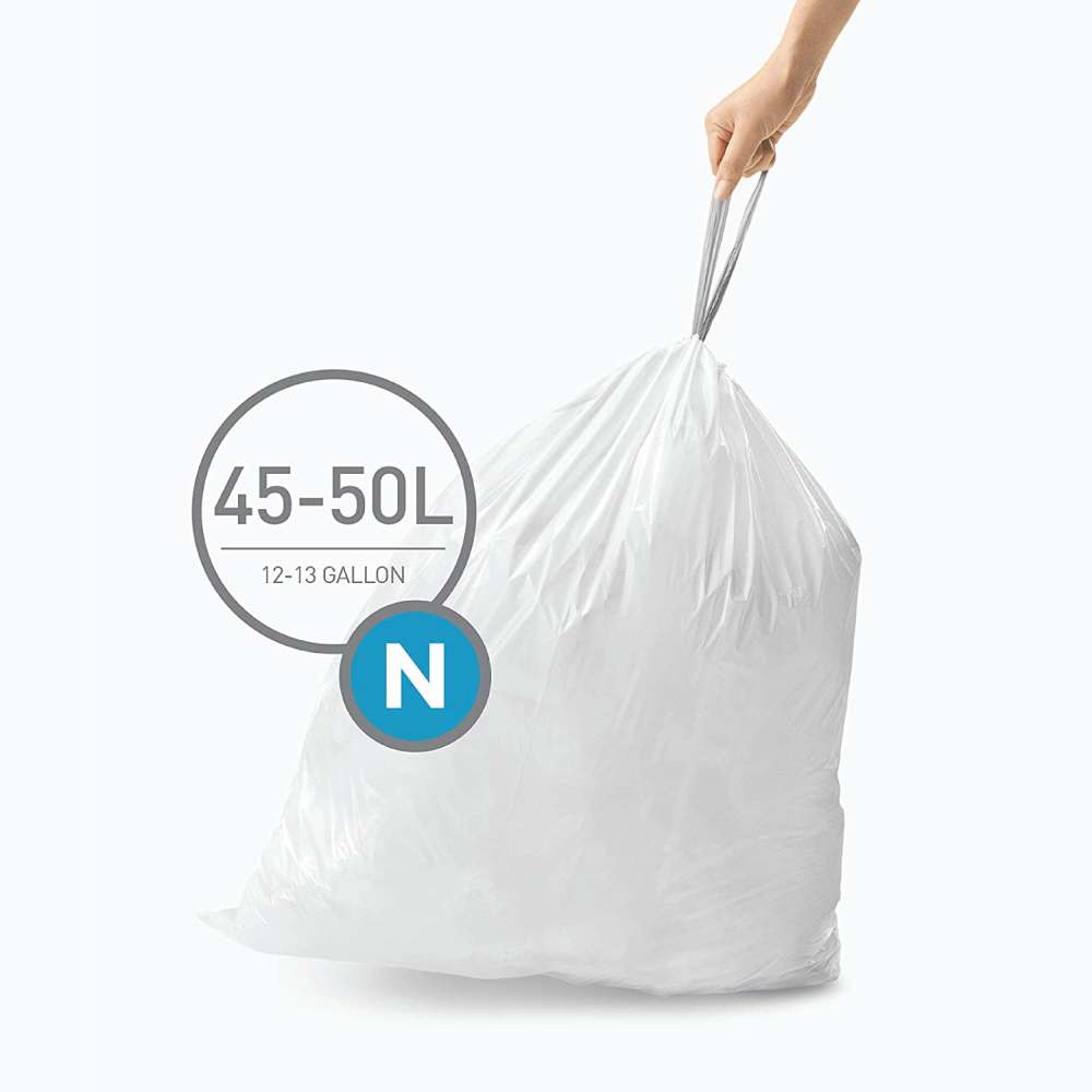 simplehuman Custom Fit Liners Code N, Bulk 60 Pack (3 x 20)