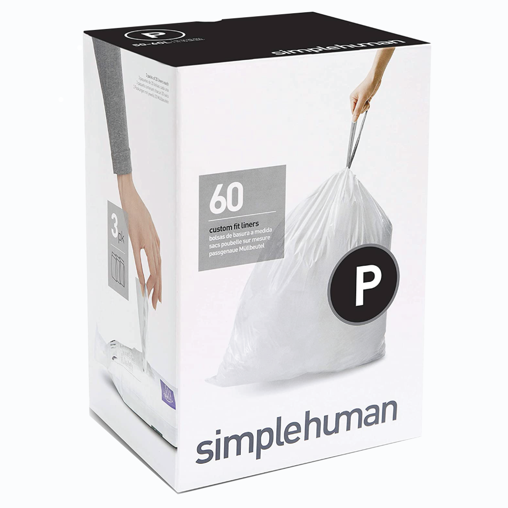 simplehuman Custom Fit Liners Code P, Bulk 60 Pack (3 x 20)