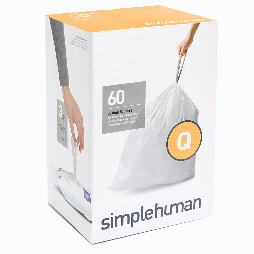 simplehuman Custom Fit Liners Code Q, Bulk 60 Pack (3 x 20)
