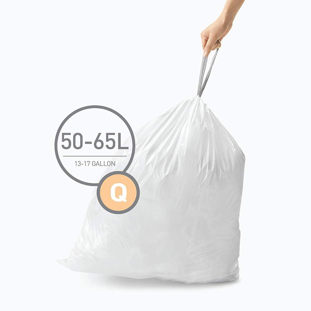 simplehuman Custom Fit Liners Code Q, Bulk 60 Pack (3 x 20)
