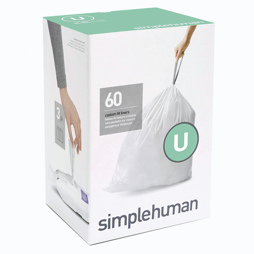 simplehuman Custom Fit Liners Code U, Bulk 60 Pack (3 x 20)