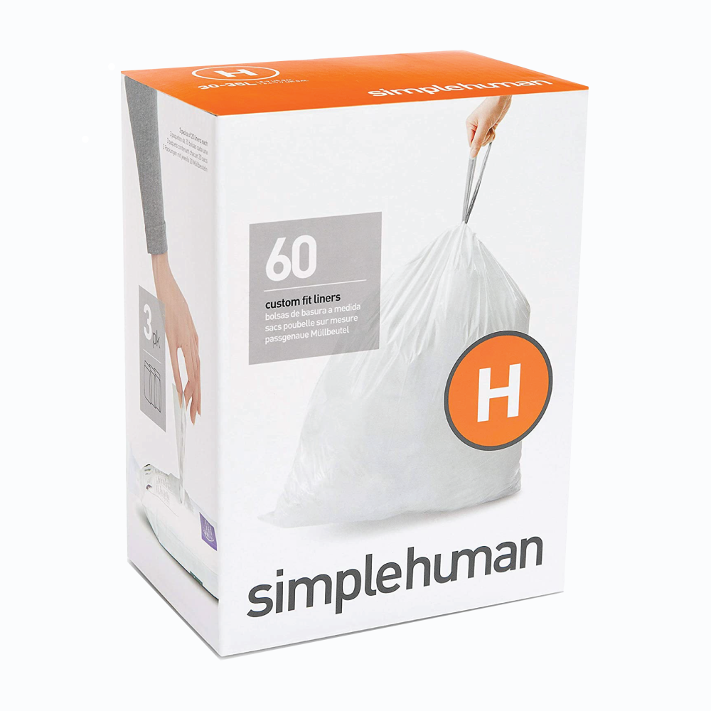 simplehuman Custom Fit Liners Code H, 60 Pack (3 x 20)